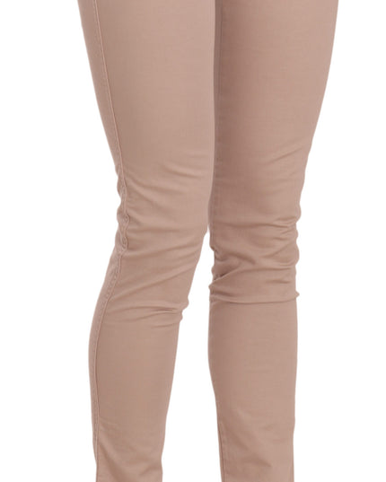 CRISTINAEFFE Brown Low Waist Slim Fit Skinny Cotton Pants