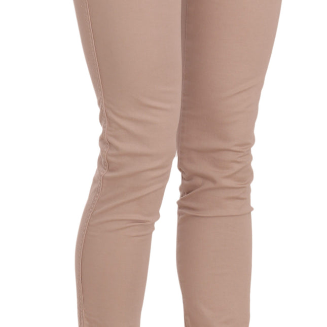 CRISTINAEFFE Brown Low Waist Slim Fit Skinny Cotton Pants