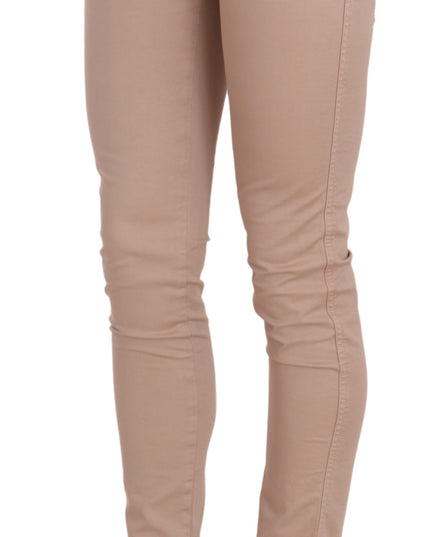CRISTINAEFFE Brown Low Waist Slim Fit Skinny Cotton Pants
