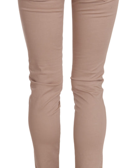 CRISTINAEFFE Brown Low Waist Slim Fit Skinny Cotton Pants