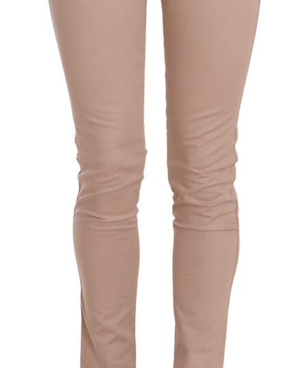 CRISTINAEFFE Brown Low Waist Slim Fit Skinny Cotton Pants