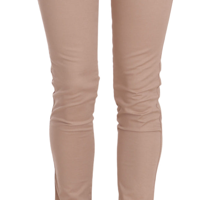 CRISTINAEFFE Brown Low Waist Slim Fit Skinny Cotton Pants