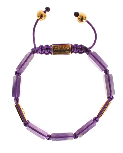 Nialaya CZ Amethyst 18K Gold 925 Bracelet