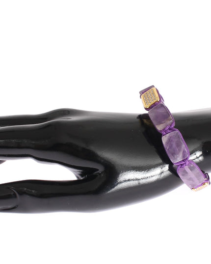 Nialaya CZ Amethyst 18K Gold 925 Bracelet