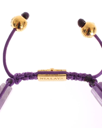 Nialaya CZ Amethyst 18K Gold 925 Bracelet