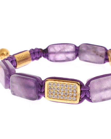 Nialaya CZ Amethyst 18K Gold 925 Bracelet