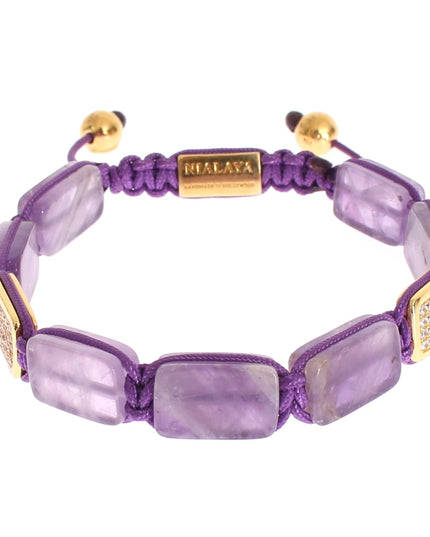 Nialaya CZ Amethyst 18K Gold 925 Bracelet
