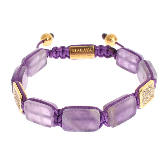 Nialaya CZ Amethyst 18K Gold 925 Bracelet