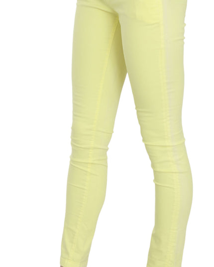 PINKO Yellow Cotton Stretch Low Waist Skinny Casual Trouser Pants