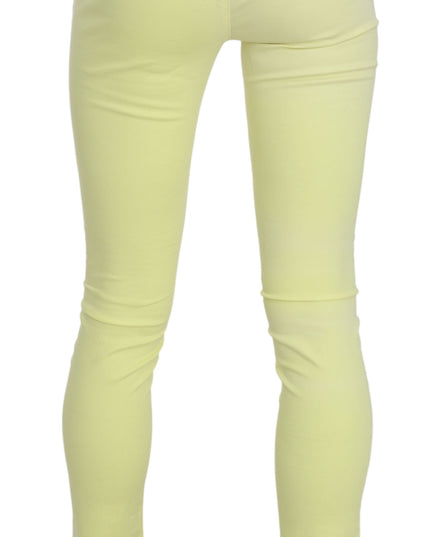 PINKO Yellow Cotton Stretch Low Waist Skinny Casual Trouser Pants
