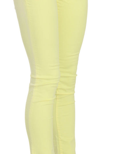 PINKO Yellow Cotton Stretch Low Waist Skinny Casual Trouser Pants