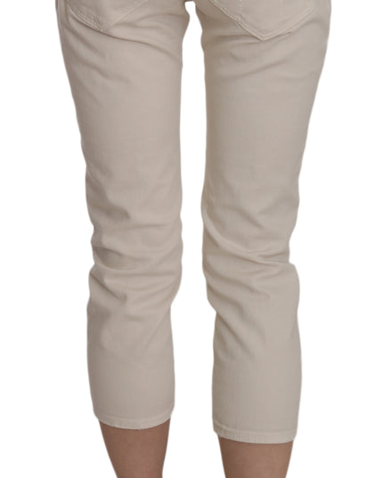 Dondup Beige Cotton Stretch Low Waist Skinny Cropped Capri Jeans