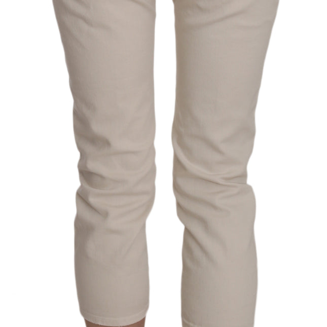 Dondup Beige Cotton Stretch Low Waist Skinny Cropped Capri Jeans