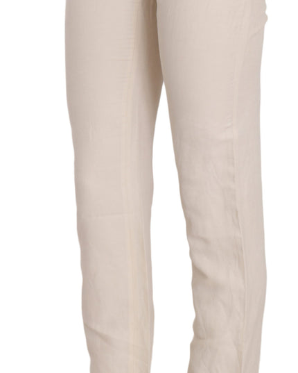 LAUREL White High Waist Silk Blend Flared Dress Trousers Pants