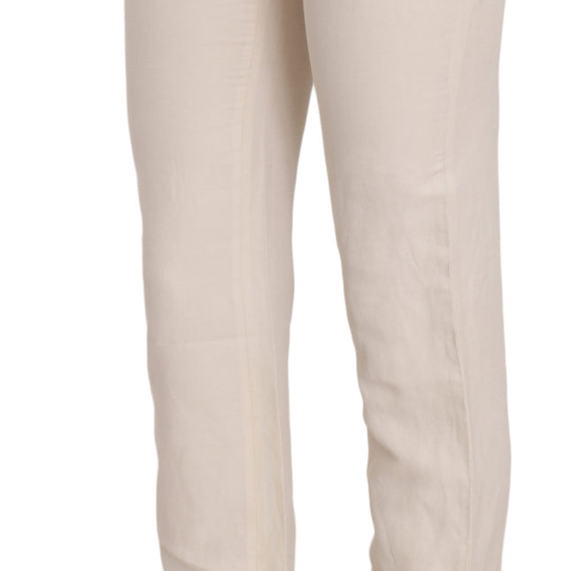 LAUREL White High Waist Silk Blend Flared Dress Trousers Pants