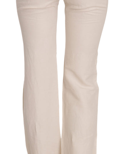 LAUREL White High Waist Silk Blend Flared Dress Trousers Pants