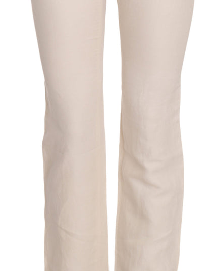 LAUREL White High Waist Silk Blend Flared Dress Trousers Pants