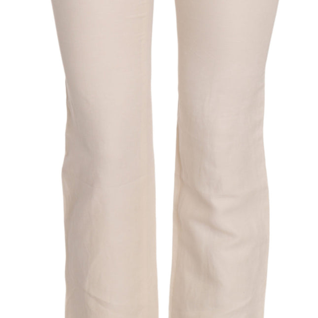 LAUREL White High Waist Silk Blend Flared Dress Trousers Pants