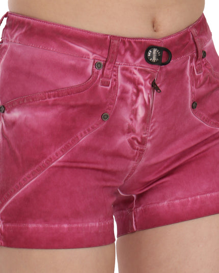 PLEIN SUD Pink Mid Waist Cotton Mini Denim Shorts