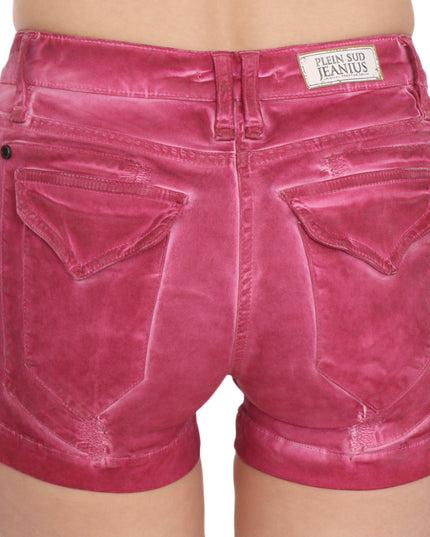 PLEIN SUD Pink Mid Waist Cotton Mini Denim Shorts