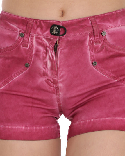 PLEIN SUD Pink Mid Waist Cotton Mini Denim Shorts