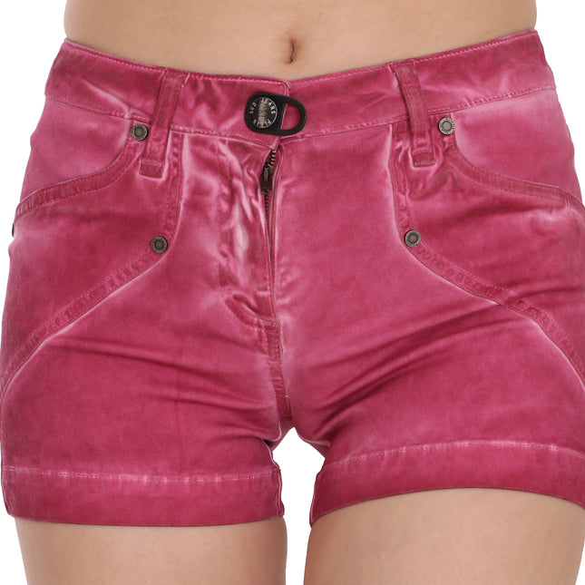 PLEIN SUD Pink Mid Waist Cotton Mini Denim Shorts