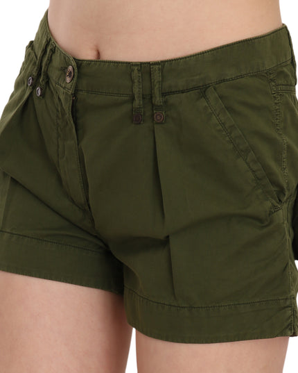 PLEIN SUD Green Mid Waist 100% Cotton Mini Shorts