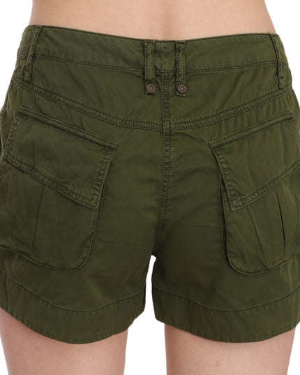 PLEIN SUD Green Mid Waist 100% Cotton Mini Shorts