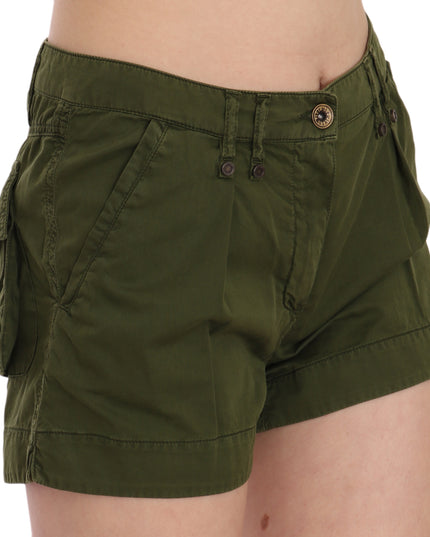 PLEIN SUD Green Mid Waist 100% Cotton Mini Shorts