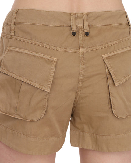 PLEIN SUD Brown Mid Waist 100% Cotton Mini Shorts