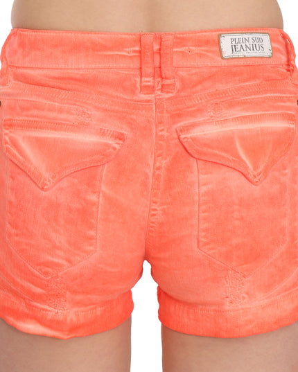 PLEIN SUD Orange Mid Waist Cotton Denim Mini Shorts