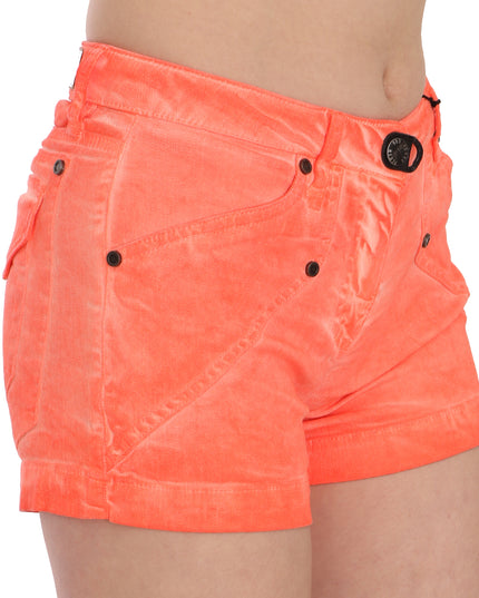 PLEIN SUD Orange Mid Waist Cotton Denim Mini Shorts