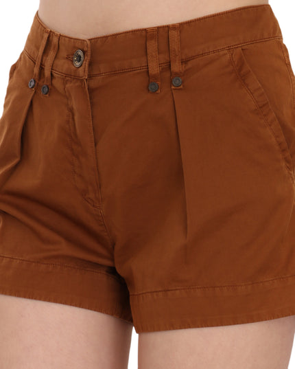 PLEIN SUD Brown Mid Waist Cotton Denim Mini Shorts