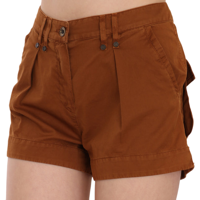 PLEIN SUD Brown Mid Waist Cotton Denim Mini Shorts