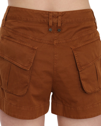 PLEIN SUD Brown Mid Waist Cotton Denim Mini Shorts