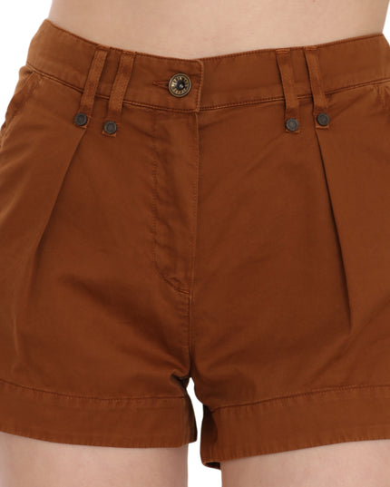 PLEIN SUD Brown Mid Waist Cotton Denim Mini Shorts
