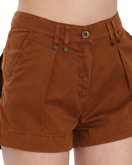 PLEIN SUD Brown Mid Waist Cotton Denim Mini Shorts