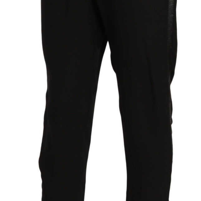 Guess Black Polyester High Waist Cropped Trousers Pants