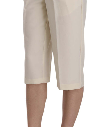 Silvian Heach Cream Mid Waist Cotton Straight Cropped Pants
