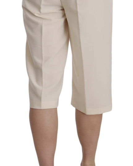 Silvian Heach Cream Mid Waist Cotton Straight Cropped Pants