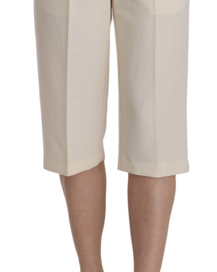 Silvian Heach Cream Mid Waist Cotton Straight Cropped Pants