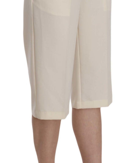 Silvian Heach Cream Mid Waist Cotton Straight Cropped Pants