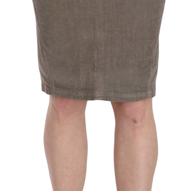 Just Cavalli Gray Corduroy Pencil Straight A-Line Skirt