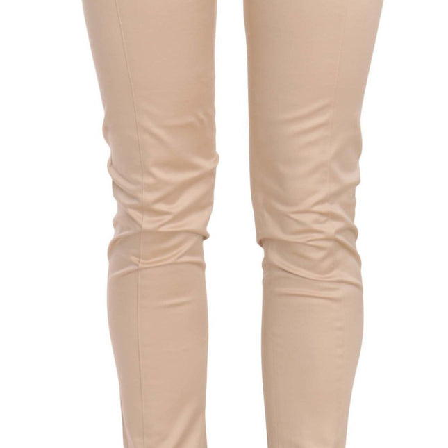 Just Cavalli Cream Low Waist Skinny Formal Trousers Pants