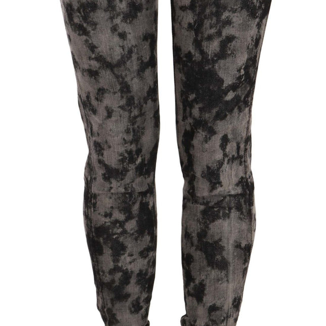 Just Cavalli Black Gray Faded Low Waist Skinny Denim Trousers Jeans