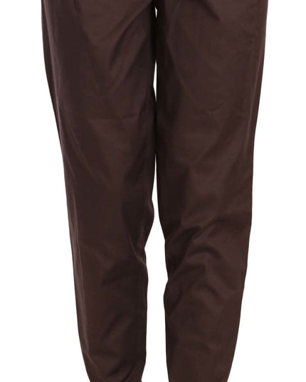 Just Cavalli Brown High Waist Tapered Formal Trousers Pants
