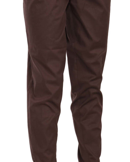 Just Cavalli Brown High Waist Tapered Formal Trousers Pants