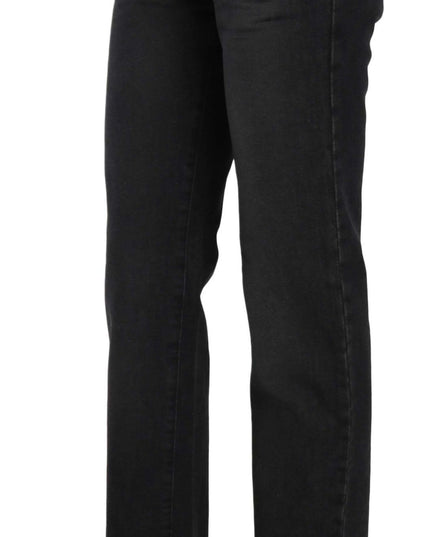 Just Cavalli Black Washed High Waist Straight Denim Pants Jeans