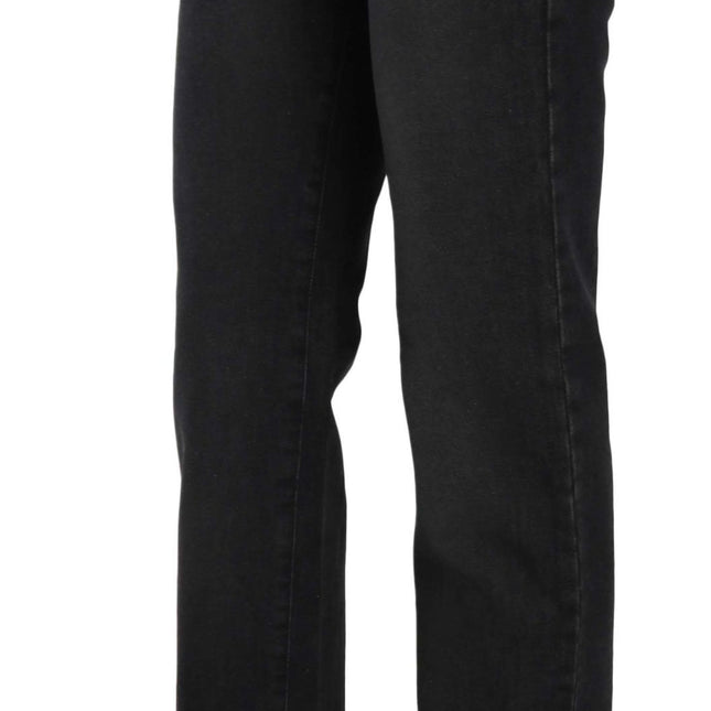 Just Cavalli Black Washed High Waist Straight Denim Pants Jeans