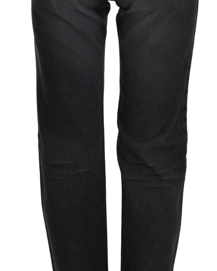 Just Cavalli Black Washed High Waist Straight Denim Pants Jeans